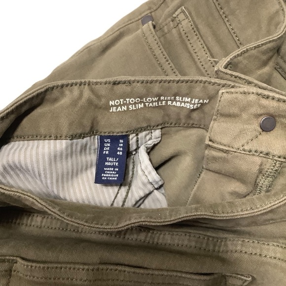 Lands’ End Jeans Sz 16 Not-too-low Rise Slim Olive - Picture 3 of 9